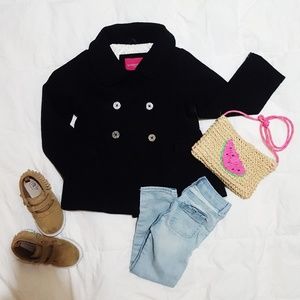 London Fog black pea coat